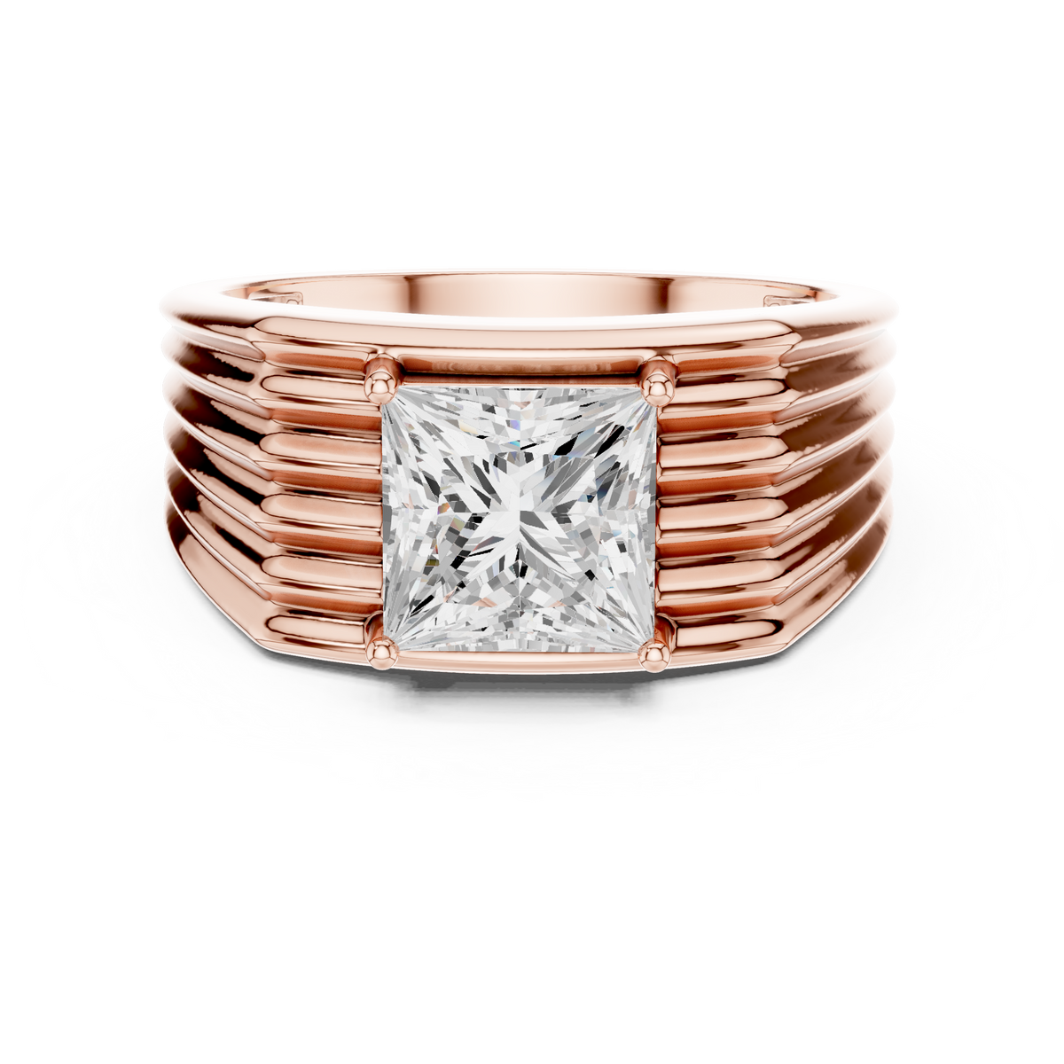 1.49 Ct Round Shape Lab grown Diamond 18k Solid Gold New  Stunning Fabulous Men Diamond Ring - HIGHCARAT DIAMONDS
