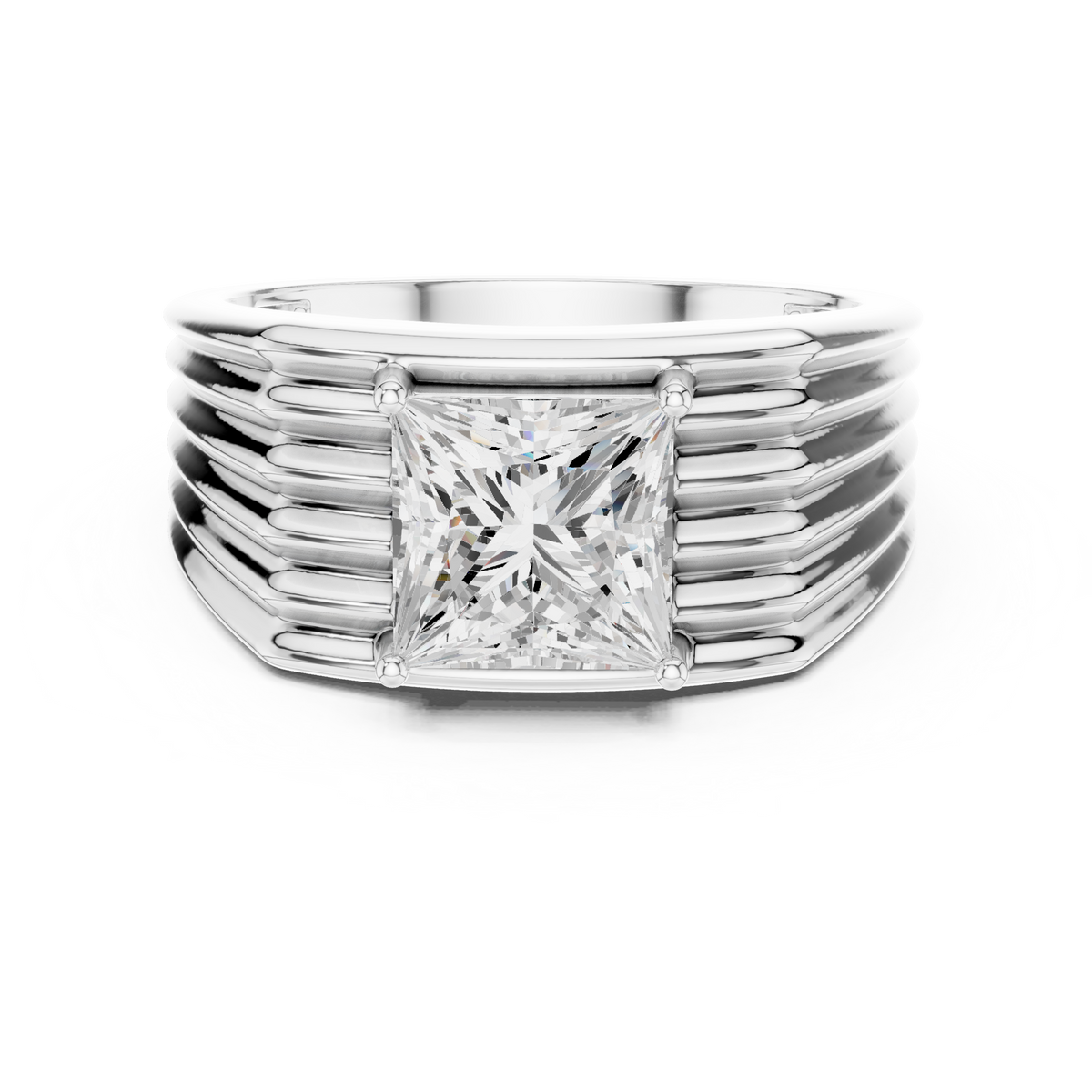 1.49 Ct Round Shape Lab grown Diamond 18k Solid Gold New  Stunning Fabulous Men Diamond Ring - HIGHCARAT DIAMONDS