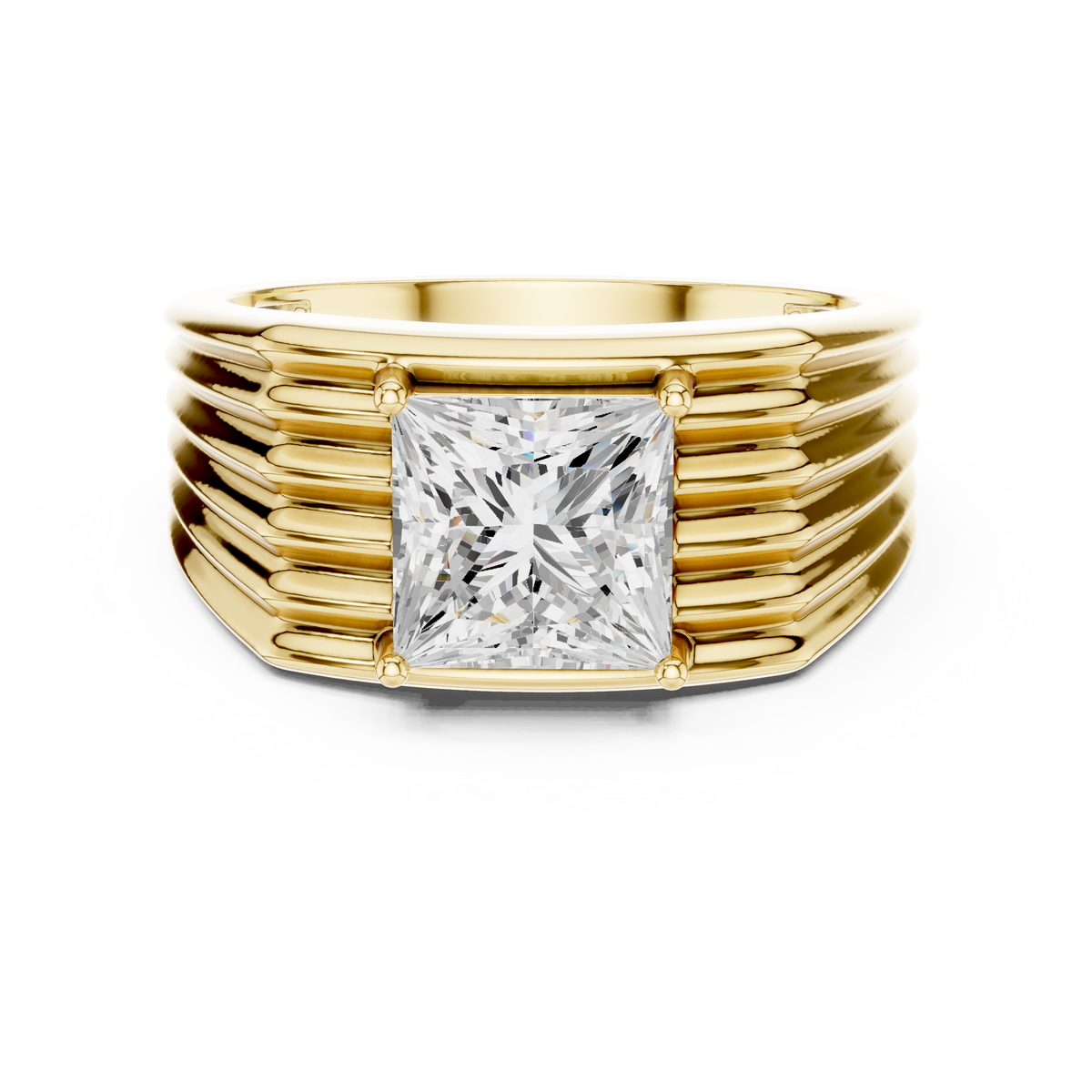 1.49 Ct Round Shape Lab grown Diamond 18k Solid Gold New  Stunning Fabulous Men Diamond Ring - HIGHCARAT DIAMONDS