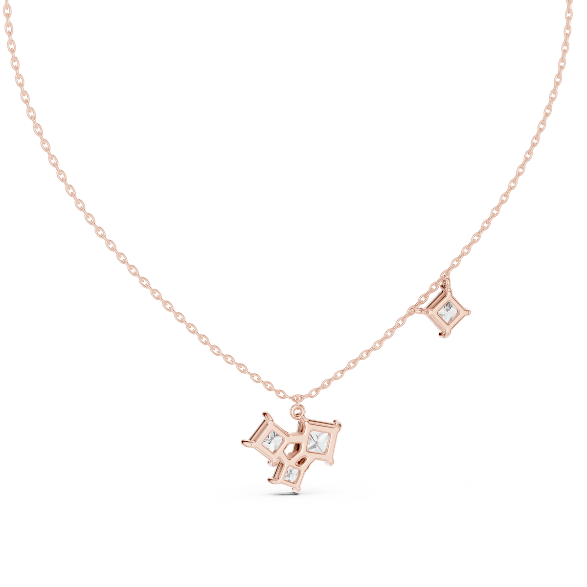 Princess Cut Four Stone Lab Grown Diamond Shinning Pendant For Her Anniversary - HIGHCARAT DIAMONDS