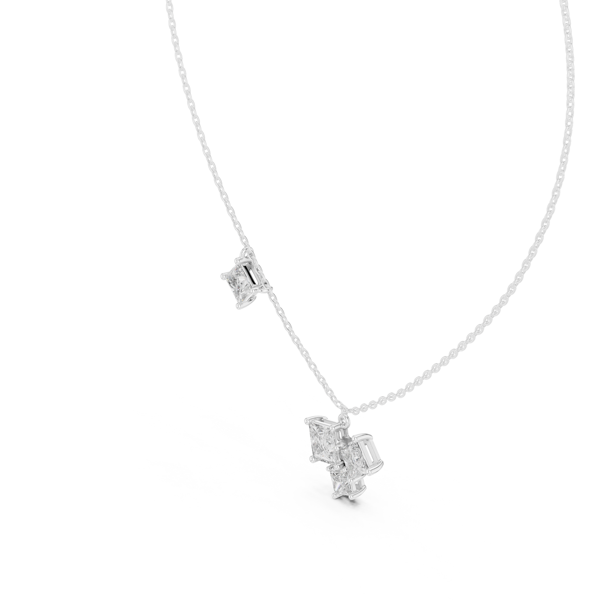 Princess Cut Four Stone Lab Grown Diamond Shinning Pendant For Her Anniversary - HIGHCARAT DIAMONDS