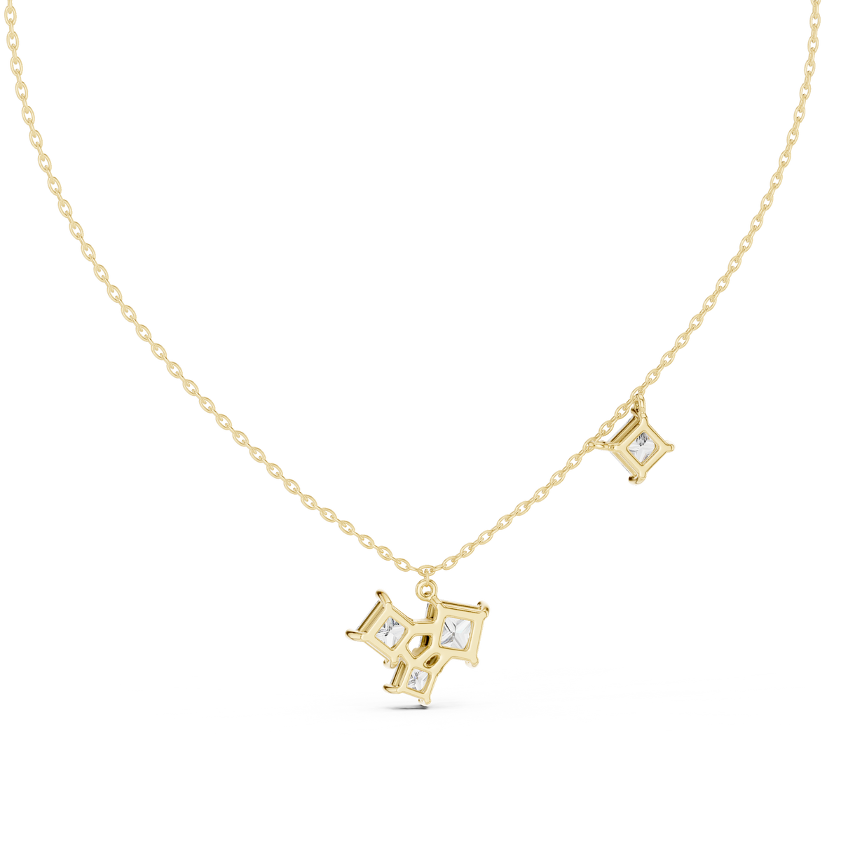 Princess Cut Four Stone Lab Grown Diamond Shinning Pendant For Her Anniversary - HIGHCARAT DIAMONDS