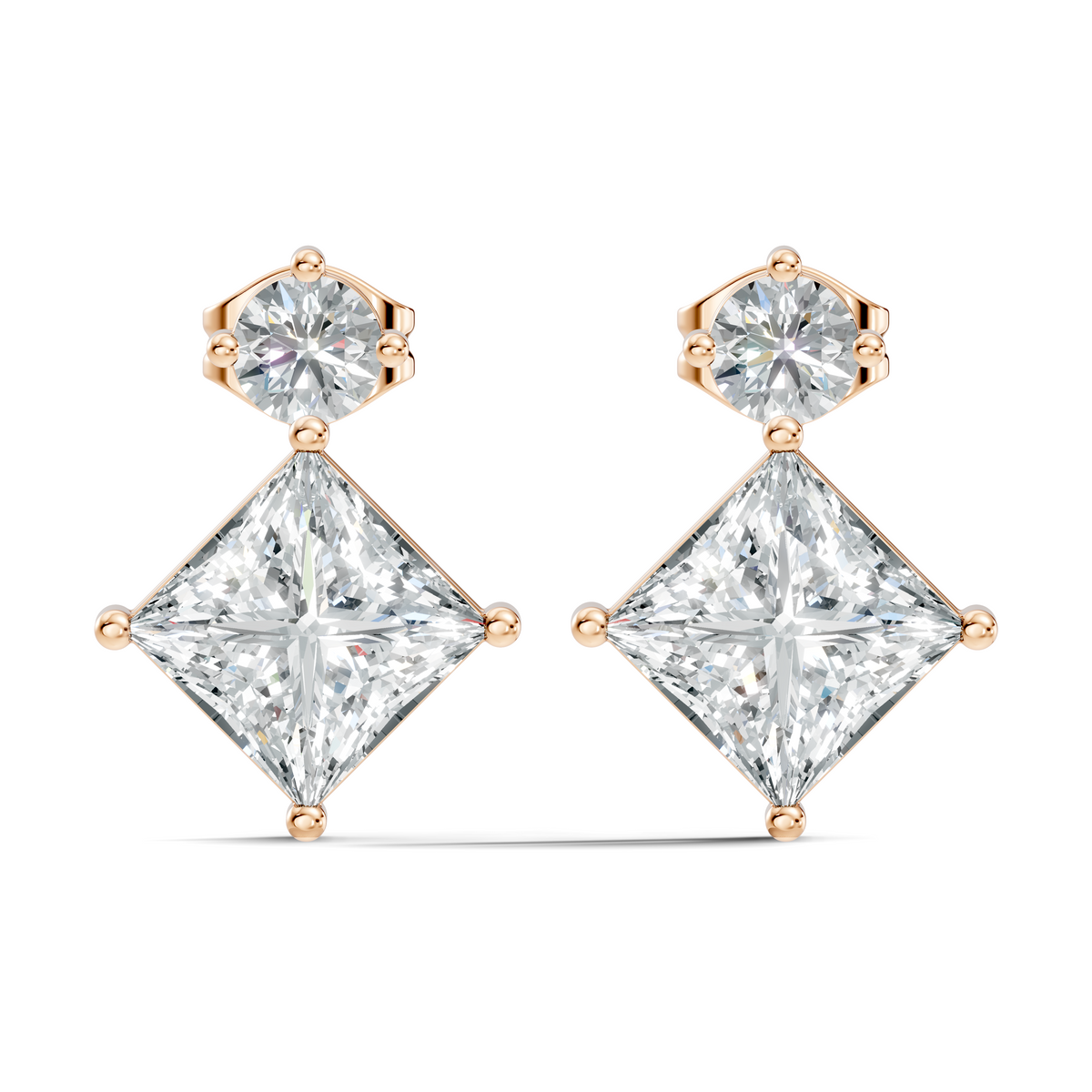 Classic Princess & Round Lab-Grown Diamond Stud Earrings Perfect Gift For Her - HIGHCARAT DIAMONDS