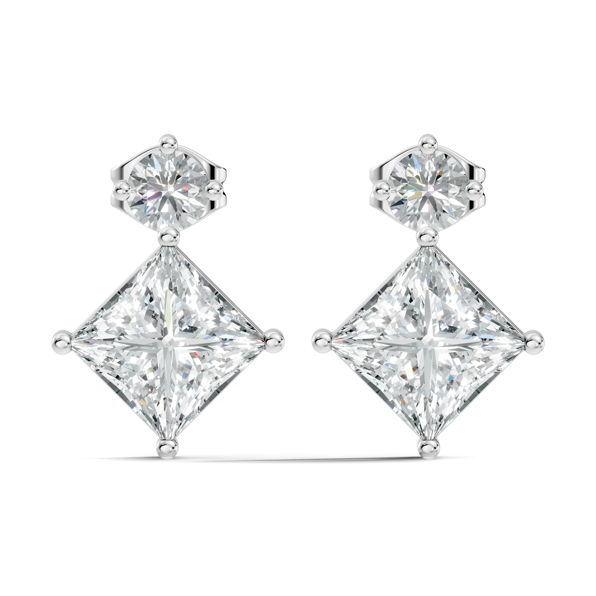 Classic Princess & Round Lab-Grown Diamond Stud Earrings Perfect Gift For Her - HIGHCARAT DIAMONDS