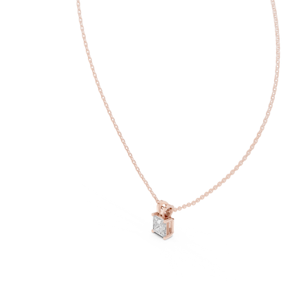 Princess Cut Lab Grown 1.04 CT In 18k Solid Gold Vintage Diamond Pendant For Her - HIGHCARAT DIAMONDS