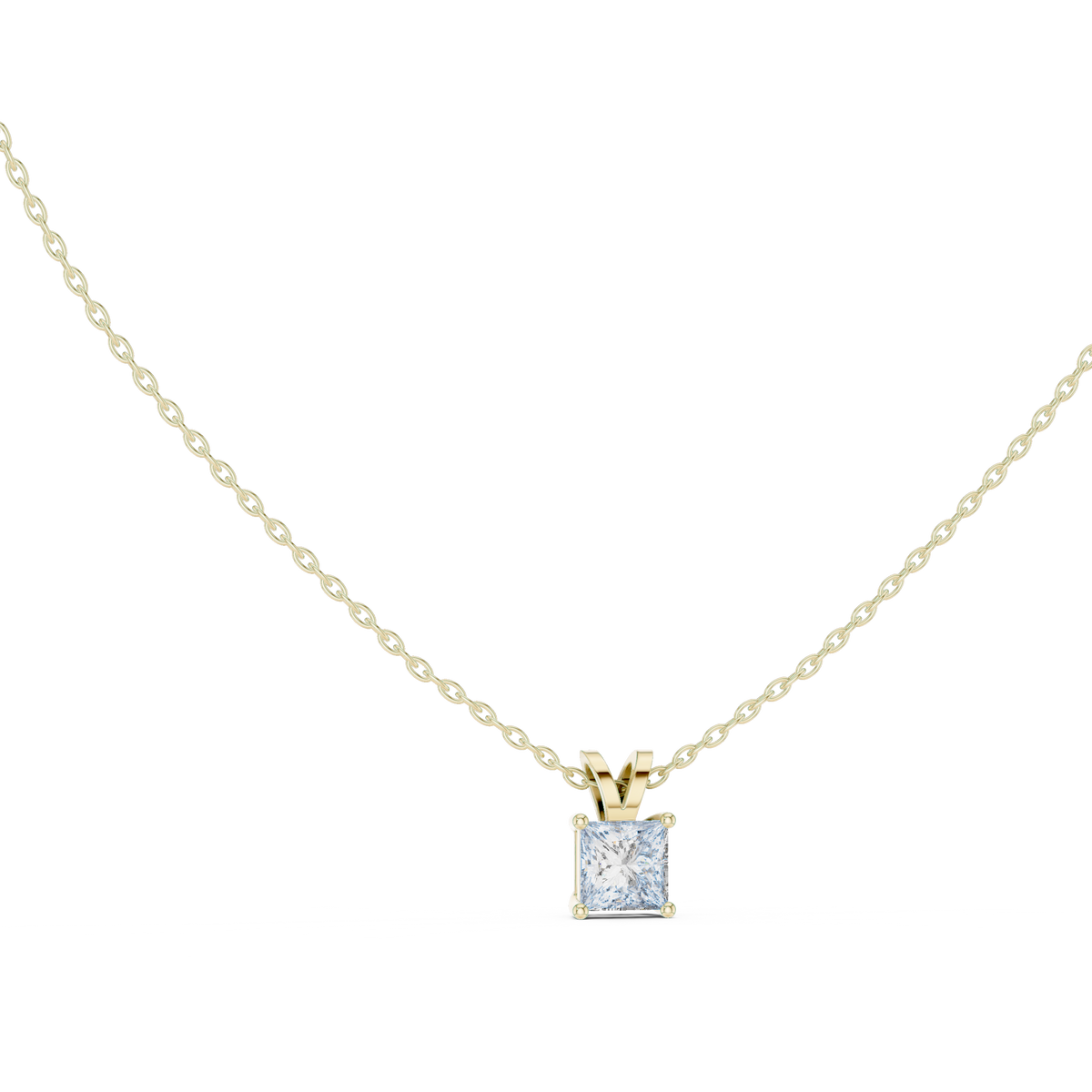 Princess Cut Lab Grown 1.04 CT In 18k Solid Gold Vintage Diamond Pendant For Her - HIGHCARAT DIAMONDS