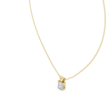 Princess Cut Lab Grown 1.04 CT In 18k Solid Gold Vintage Diamond Pendant For Her - HIGHCARAT DIAMONDS
