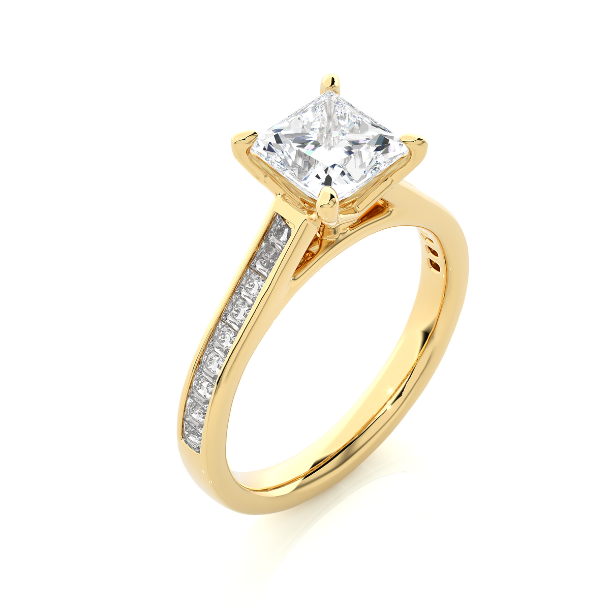 Princess Lab Grown Diamond Side Stone Engagement Ring, 1.95 Carat Accented Ring For Our Special Person - HIGHCARAT DIAMONDS