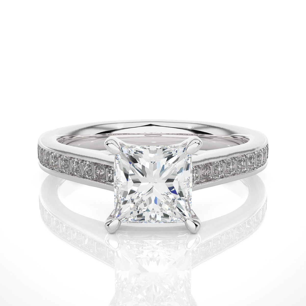 Princess Lab Grown Diamond Side Stone Engagement Ring, 1.95 Carat Accented Ring For Our Special Person - HIGHCARAT DIAMONDS