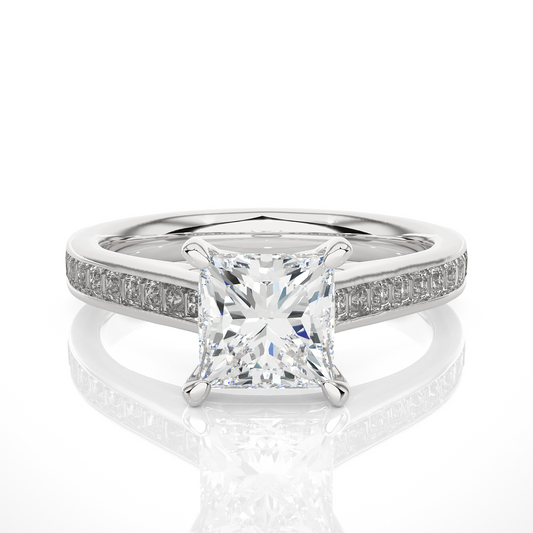 Princess Lab Grown Diamond Side Stone Engagement Ring, 1.95 Carat Accented Ring For Our Special Person - HIGHCARAT DIAMONDS