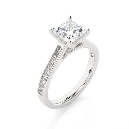 Princess Lab Grown Diamond Side Stone Engagement Ring, 1.95 Carat Accented Ring For Our Special Person - HIGHCARAT DIAMONDS