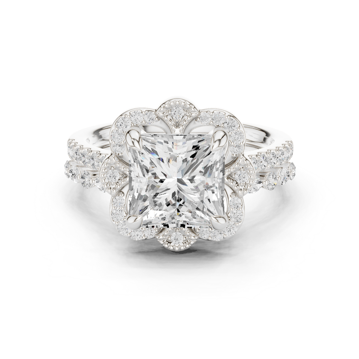 3.65Ct Princess, Marquise and Round Cut Diamond Unique Vintage Classic Dainty Bridesmaid Ring For Her - HIGHCARAT DIAMONDS