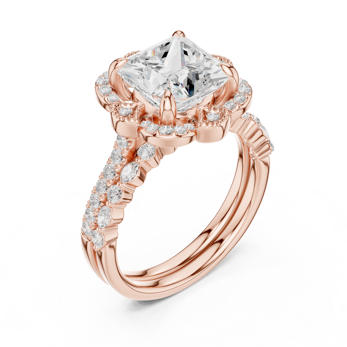 3.65Ct Princess, Marquise and Round Cut Diamond Unique Vintage Classic Dainty Bridesmaid Ring For Her - HIGHCARAT DIAMONDS