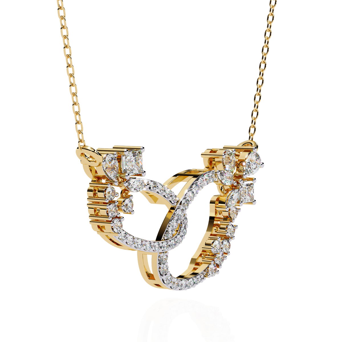 Princess, Marquise, Pear & Round Shapes Lab Grown  Diamond Art Deco  Stunning Classic Wedding Necklace For Women's - HIGHCARAT DIAMONDS