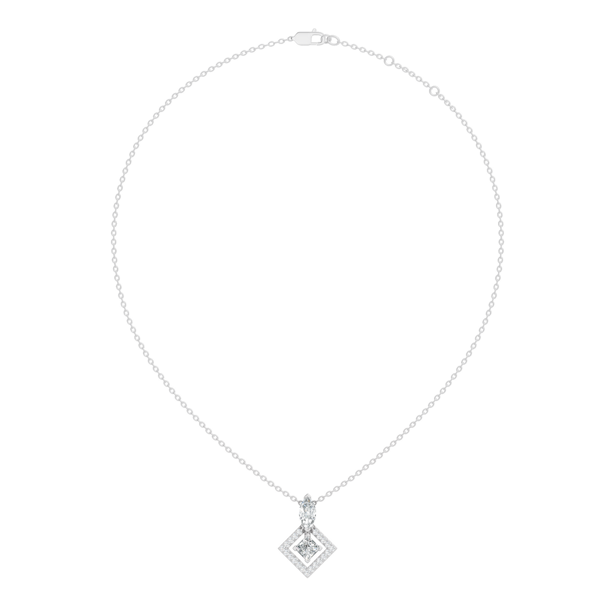 Stunning 1 CT  Princess Cut Lab Grown Diamond Pendant 18K Solid Gold Jewelry Gift for Her - HIGHCARAT DIAMONDS