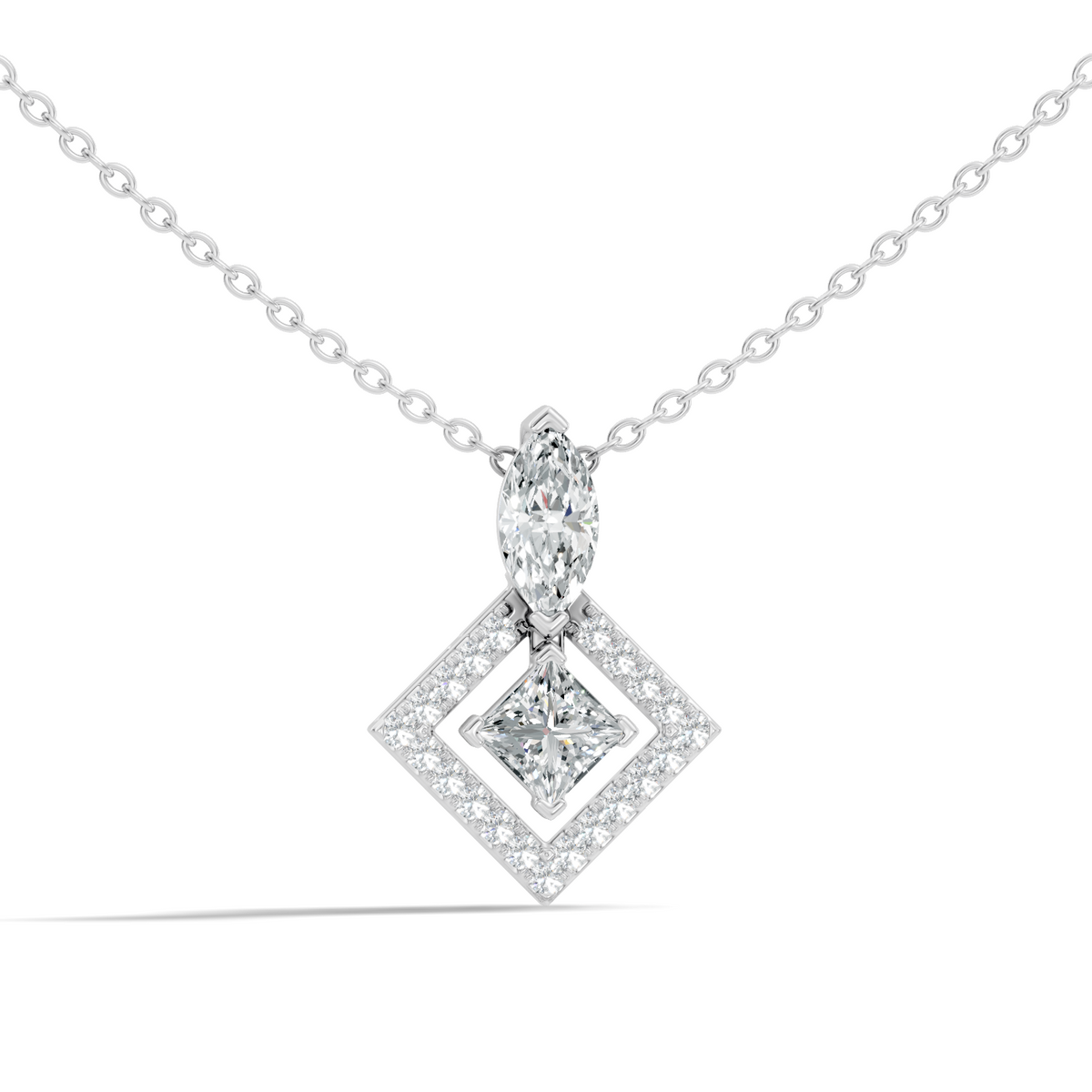 Stunning 1 CT  Princess Cut Lab Grown Diamond Pendant 18K Solid Gold Jewelry Gift for Her - HIGHCARAT DIAMONDS