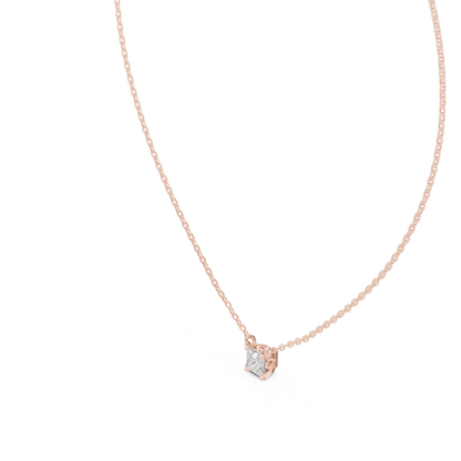Princess Cut Solitaire Pendant Minimal Elegant Design In Gold Dainty Jewelry For Her - HIGHCARAT DIAMONDS