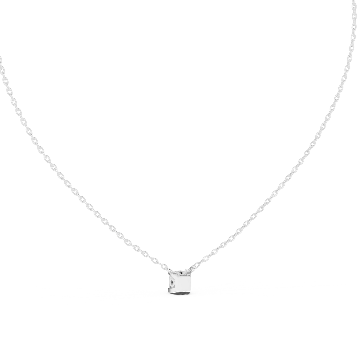 Princess Prong Set Gold Lab Grown Diamond Pendant Angled Perspective