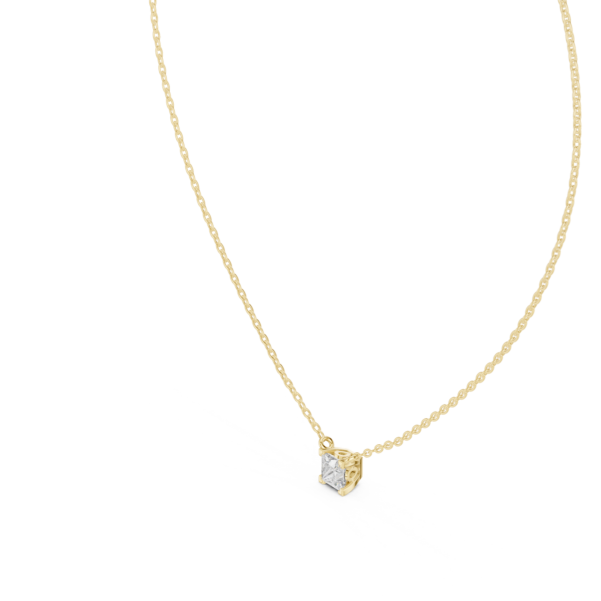 Princess Cut Solitaire Pendant Minimal Elegant Design In Gold Dainty Jewelry For Her - HIGHCARAT DIAMONDS