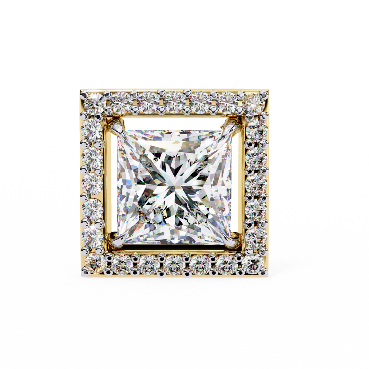 Princess And Round Cut Diamond Classic Unique Art Deco Stunning Vintage Stud Earring Gift For Her - HIGHCARAT DIAMONDS