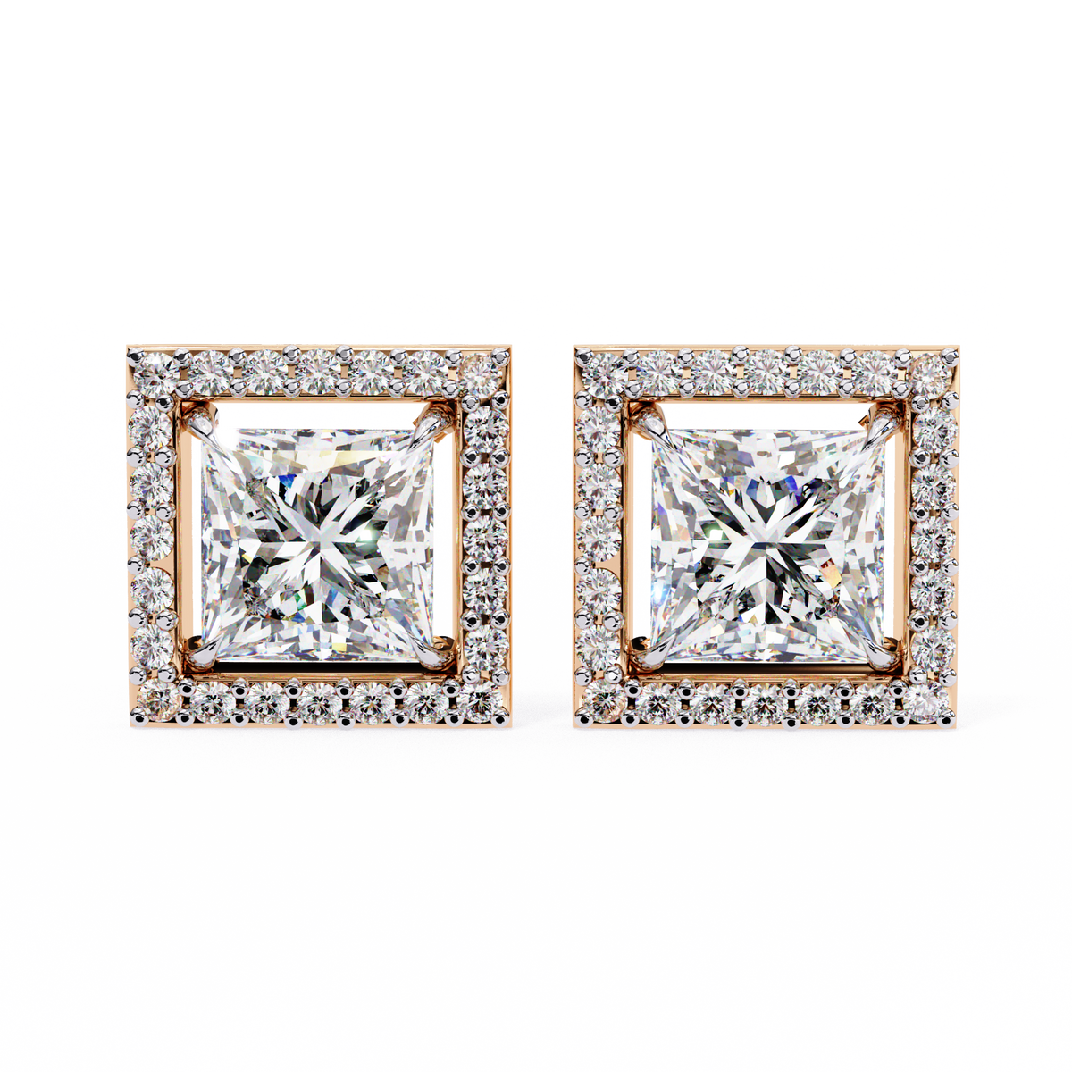 Princess And Round Cut Diamond Classic Unique Art Deco Stunning Vintage Stud Earring Gift For Her - HIGHCARAT DIAMONDS