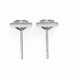 Art Deco Diamond Stud Earrings Side Angle View