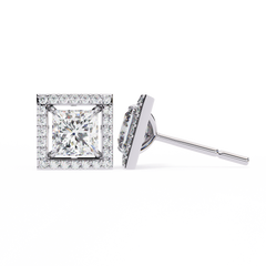Princess And Round Cut Diamond Classic Unique Art Deco Stunning Vintage Stud Earring Gift For Her - HIGHCARAT DIAMONDS