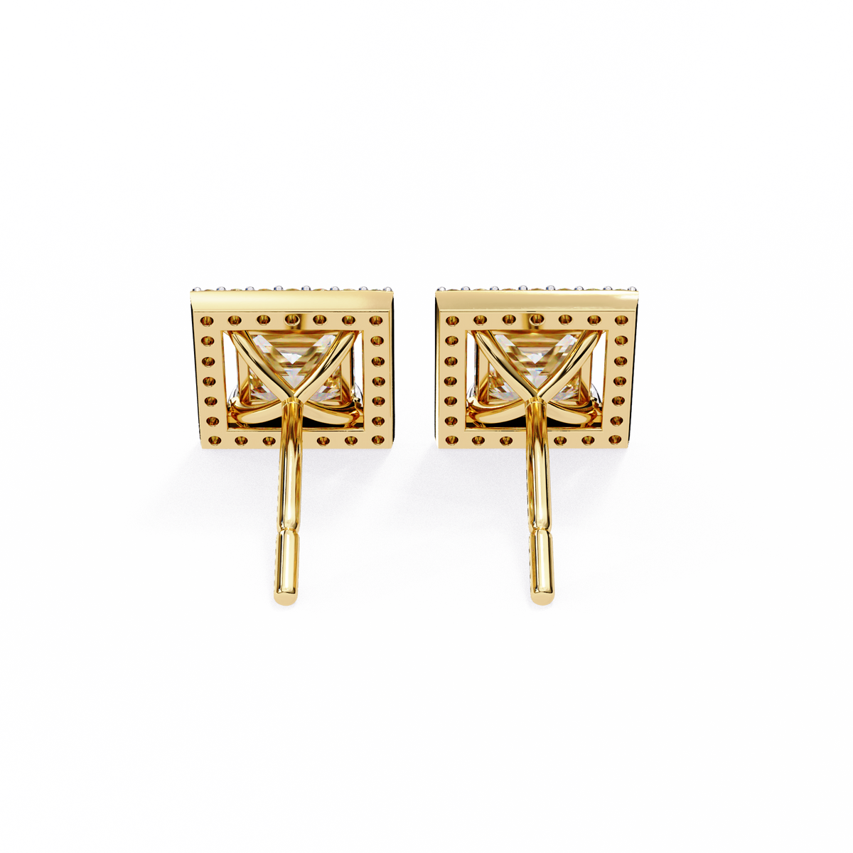 Lab Grown Diamond Art Deco Stud Earrings Angled Perspective