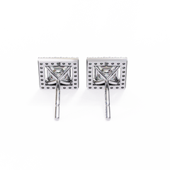 Princess And Round Cut Diamond Classic Unique Art Deco Stunning Vintage Stud Earring Gift For Her - HIGHCARAT DIAMONDS