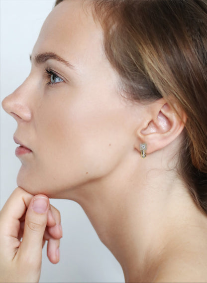 Princess & Round Cut Halo Lab Grown Diamond Hoop Earring - HIGHCARAT DIAMONDS #wearthelook