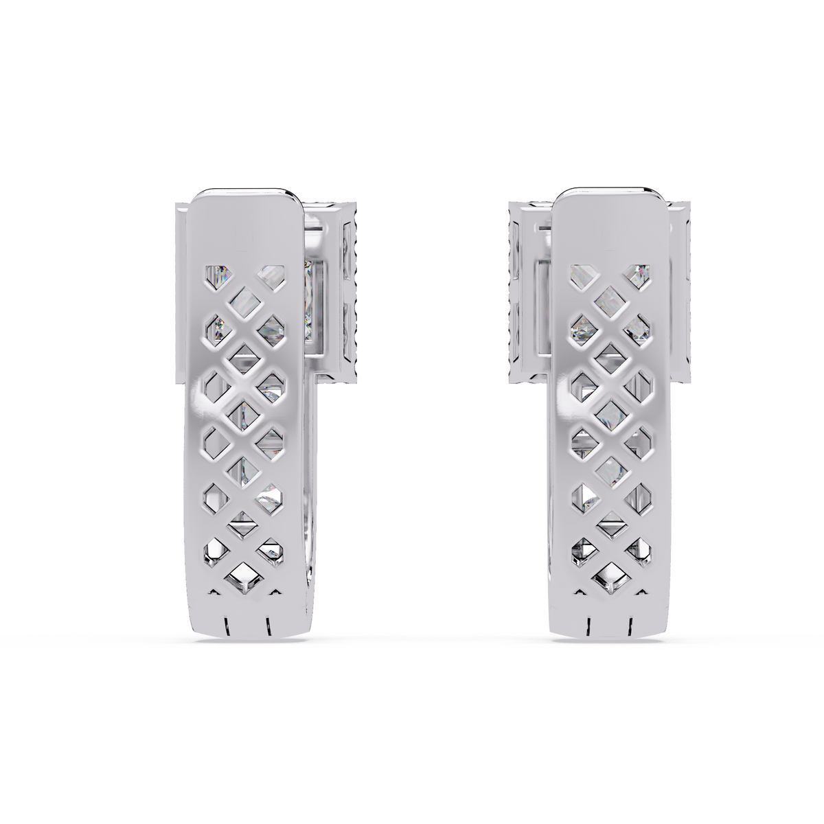 Princess & Round Cut Halo Lab Grown Diamond Hoop Earring - HIGHCARAT DIAMONDS