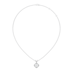 Colorless Lab Diamond Princess Cut Pendant Necklace 0.45 Ct Round Accent Gift for Her - HIGHCARAT DIAMONDS