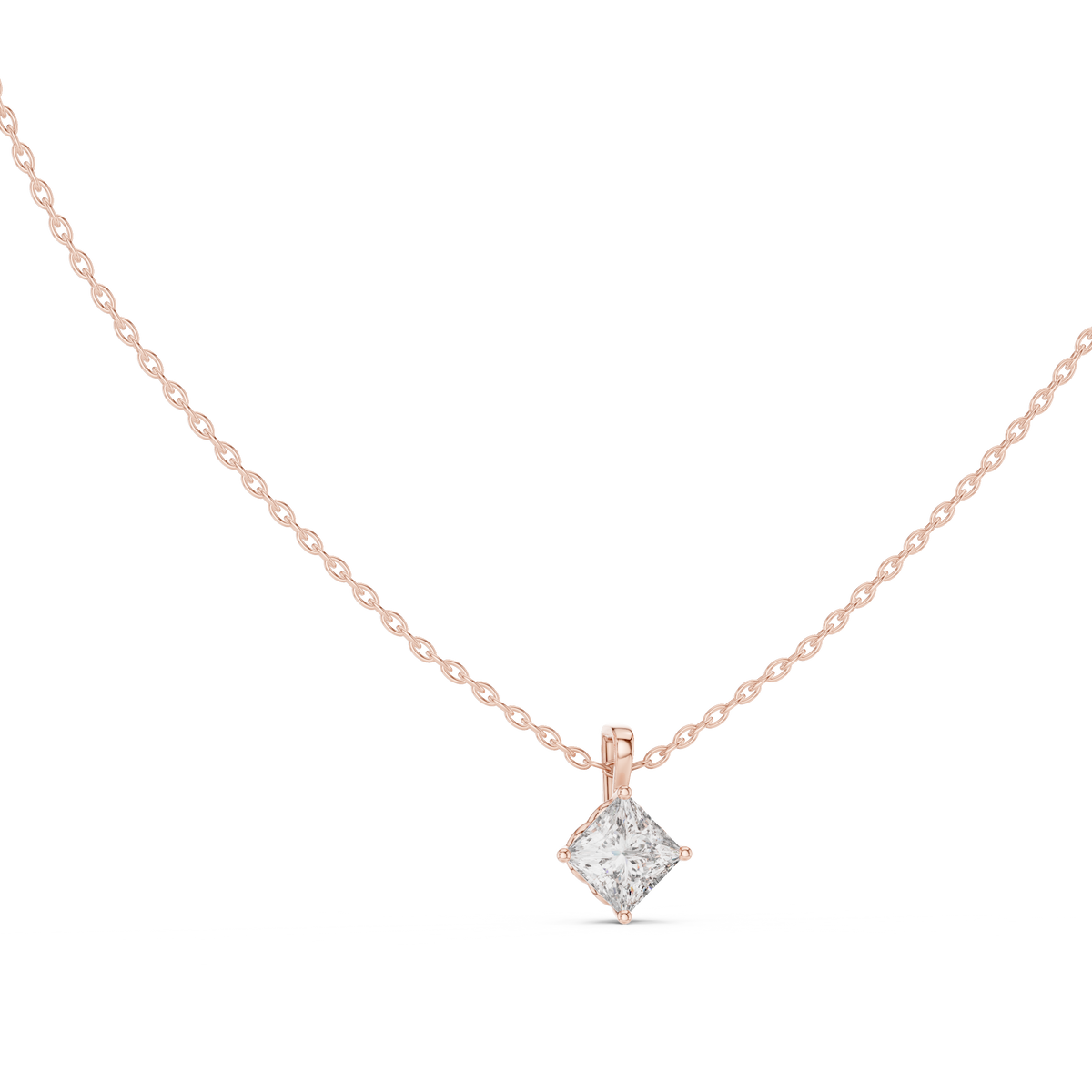 princess Cololress Labgrown Diamond Sparkling Pendant 1 Ct Solitaire 14K gold Jewelry - HIGHCARAT DIAMONDS