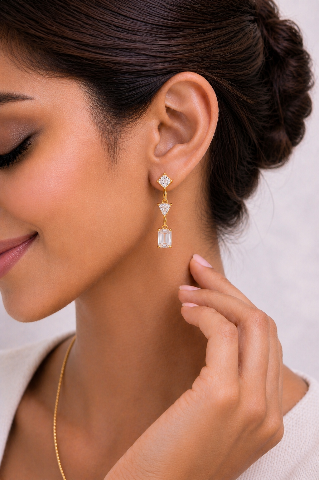 Princess, Tringle & Emerald Cut Lab Grown Diamond Drop Earring - HIGHCARAT DIAMONDS