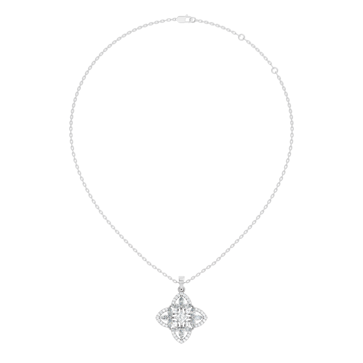 Elegant Princess & Round Lab-Grown Diamond Pendant Sustainable Gift for Her - HIGHCARAT DIAMONDS