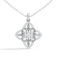 Elegant Princess & Round Lab-Grown Diamond Pendant Sustainable Gift for Her - HIGHCARAT DIAMONDS