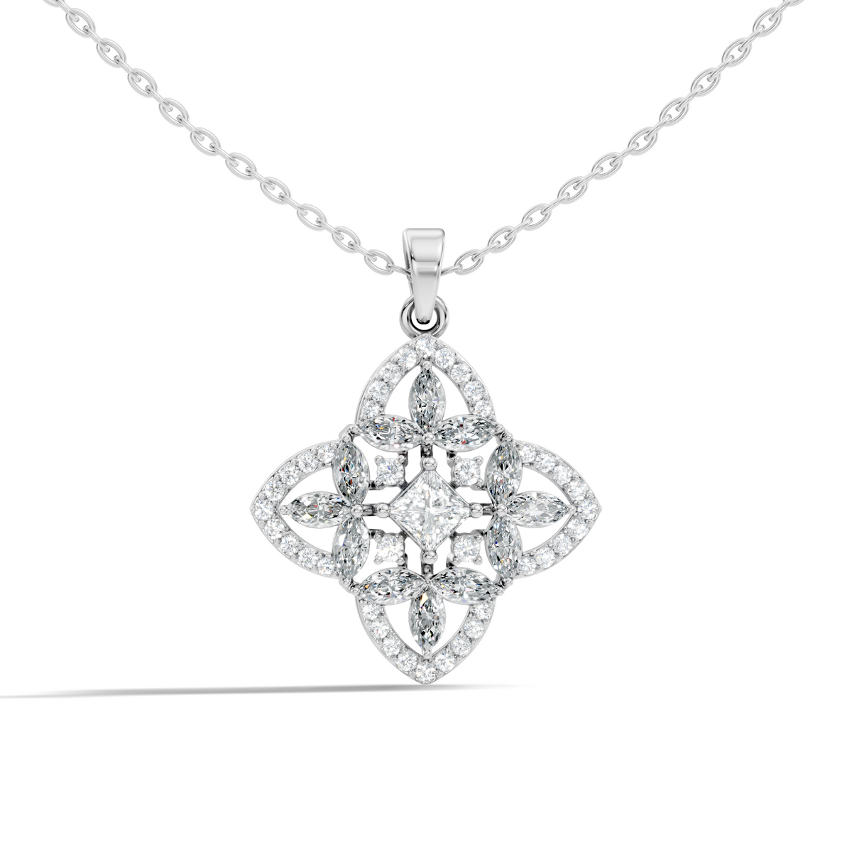 Elegant Princess & Round Lab-Grown Diamond Pendant Sustainable Gift for Her - HIGHCARAT DIAMONDS