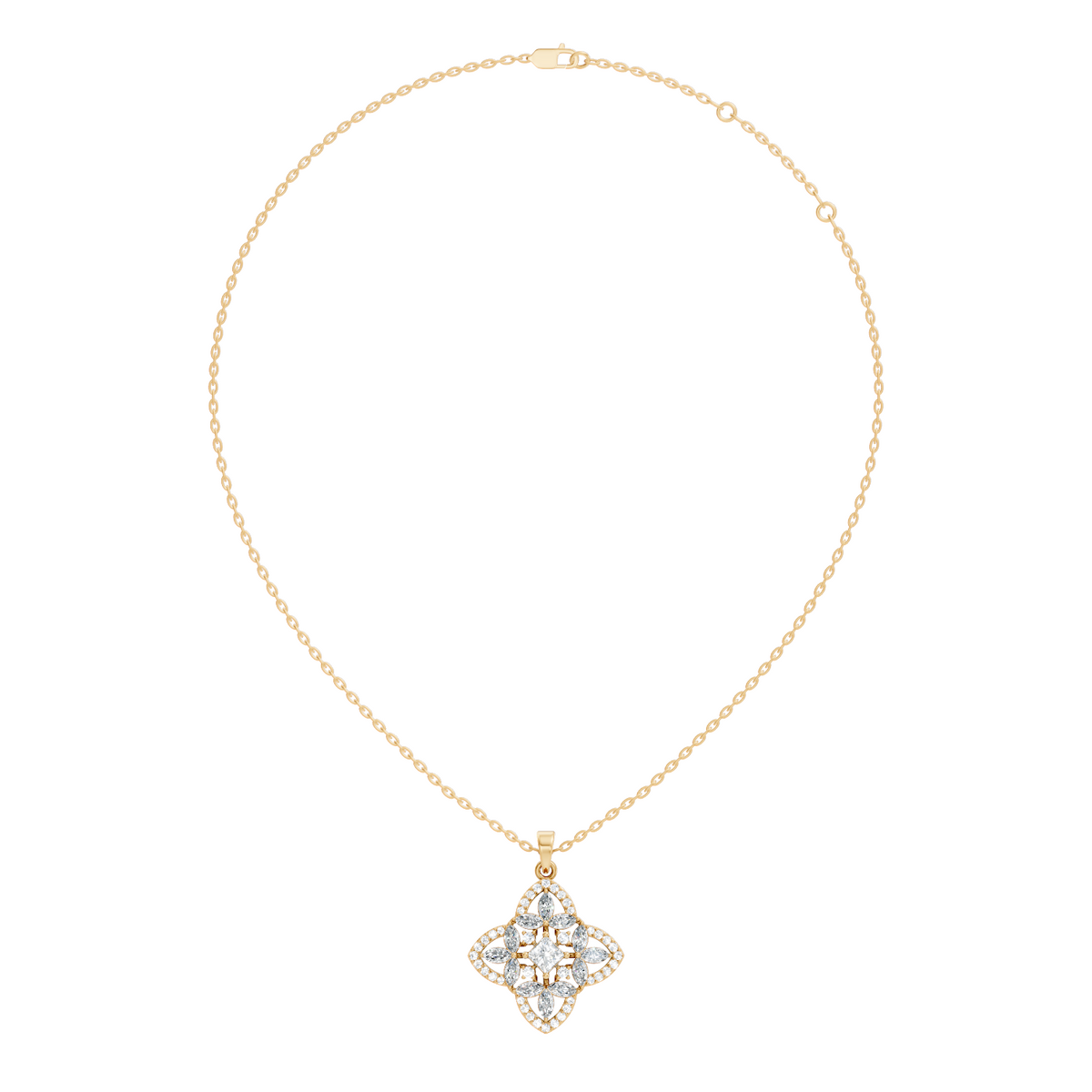 Elegant Princess & Round Lab-Grown Diamond Pendant Sustainable Gift for Her - HIGHCARAT DIAMONDS