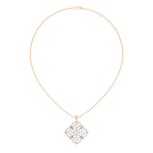 Handcrafted Marquise and Princess Diamond Gold Pendant Special Gift For Her In 14K Solid Gold - HIGHCARAT DIAMONDS