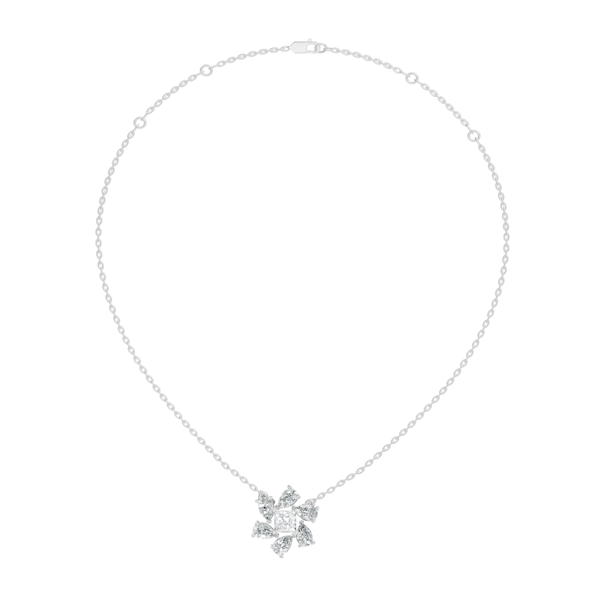 Princess & Pear Lab-Grown Diamond Pendant Colorless White Gold Elegance Gift In 14K Gold - HIGHCARAT DIAMONDS