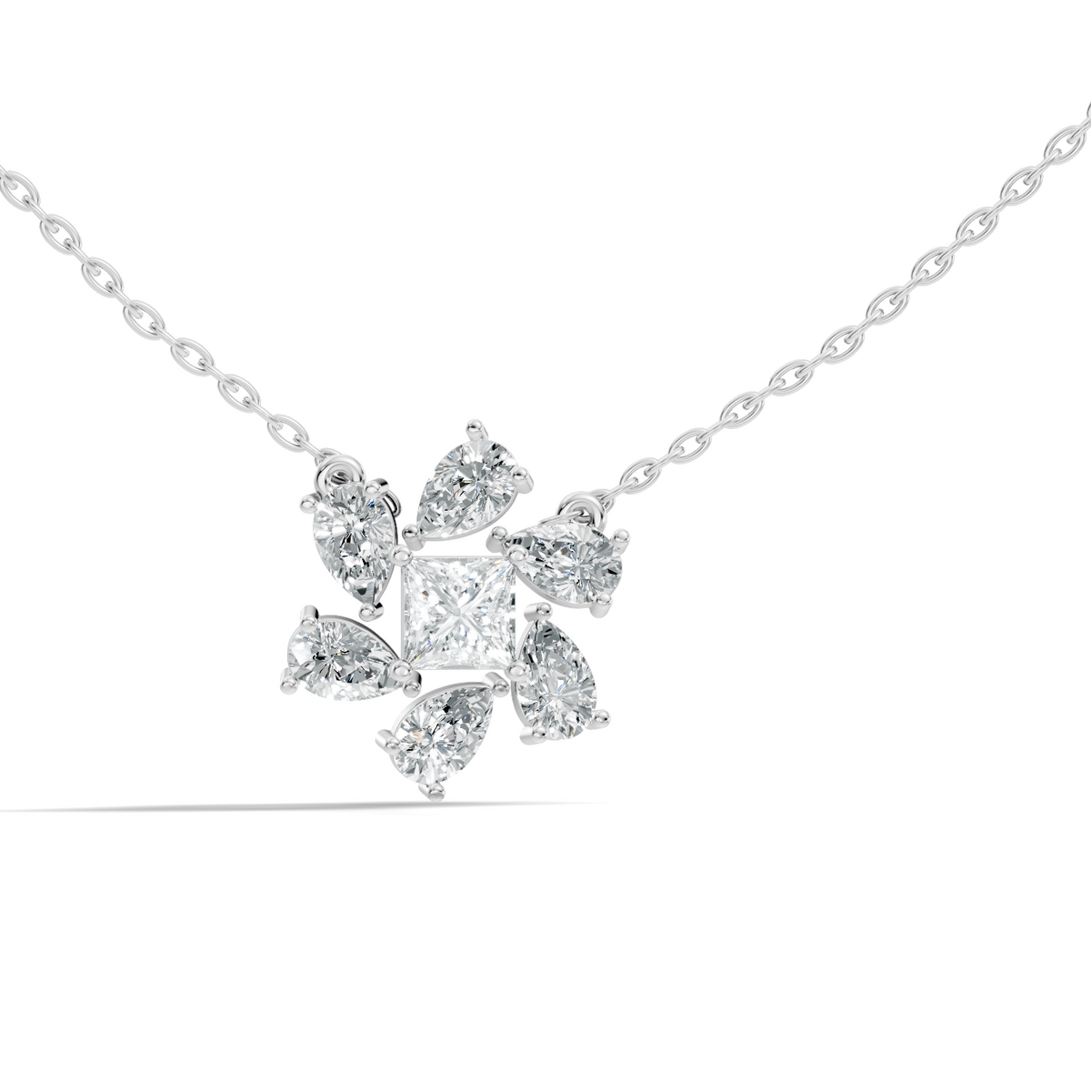 Princess & Pear Lab-Grown Diamond Pendant Colorless White Gold Elegance Gift In 14K Gold - HIGHCARAT DIAMONDS