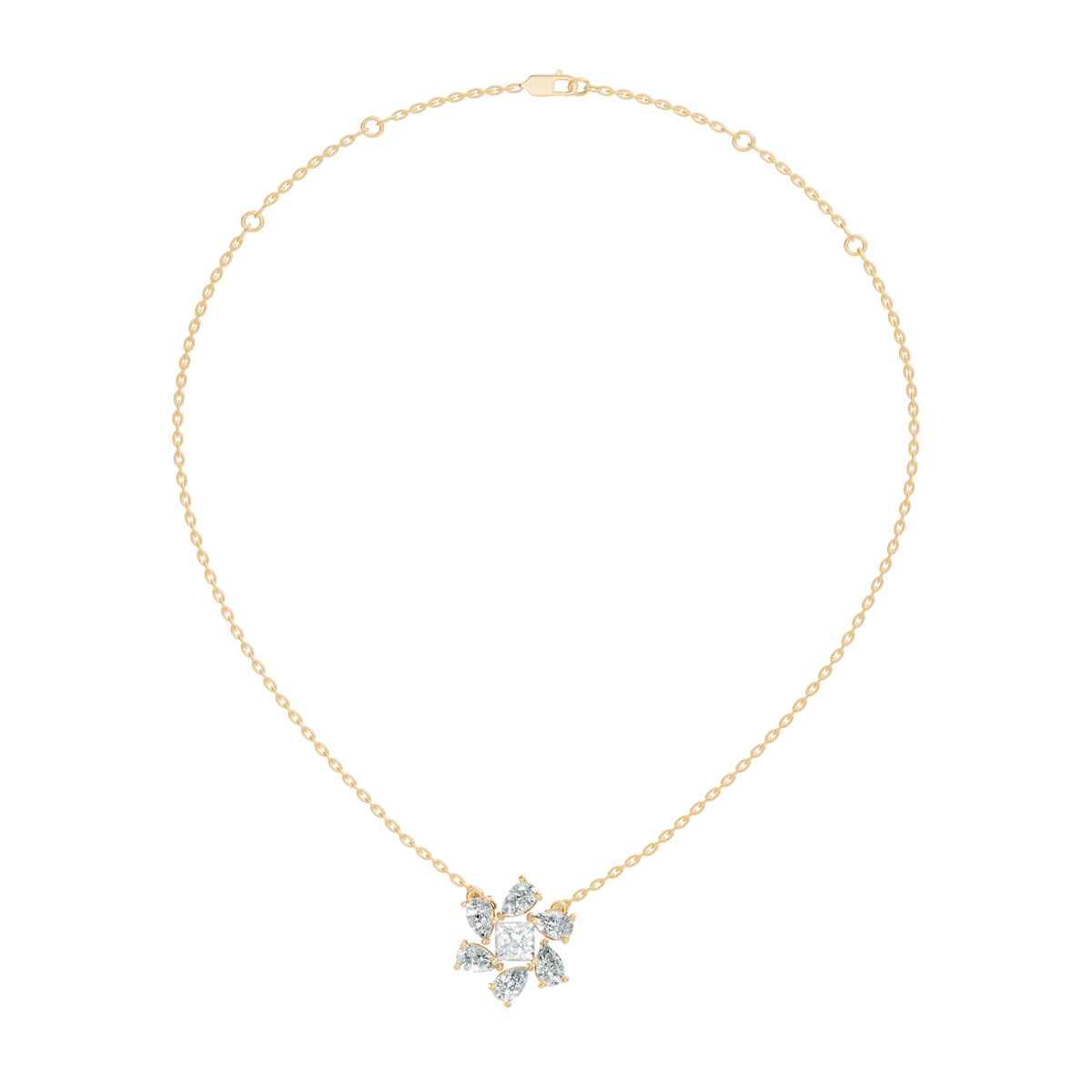 Princess & Pear Lab-Grown Diamond Pendant Colorless White Gold Elegance Gift In 14K Gold - HIGHCARAT DIAMONDS
