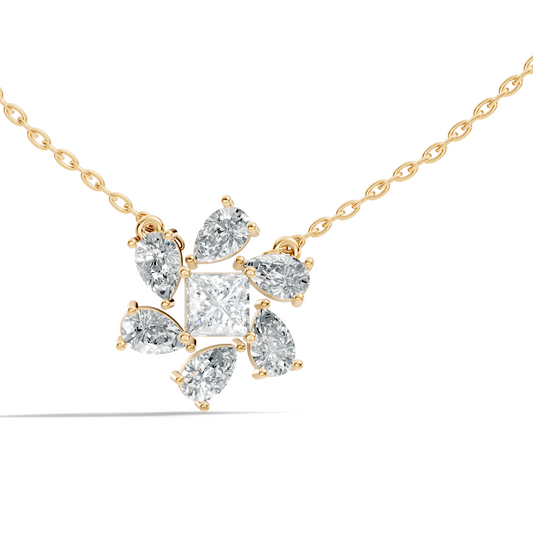 Princess & Pear Lab-Grown Diamond Pendant Colorless White Gold Elegance Gift In 14K Gold - HIGHCARAT DIAMONDS