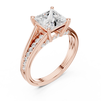 2.30Ct Princess and Round Cut Lab grown Diamond Ring, Unique Elegant Vintage Pave Set Dainty Ring Gift For Women's - HIGHCARAT DIAMONDS