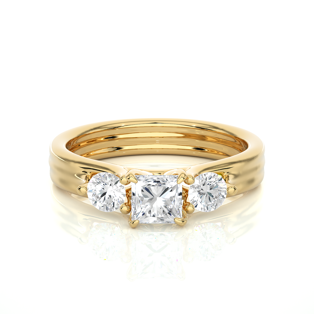 princess cut Lab Grown Diamond 14k Solid Gold Engagement Ring For Special one - HIGHCARAT DIAMONDS