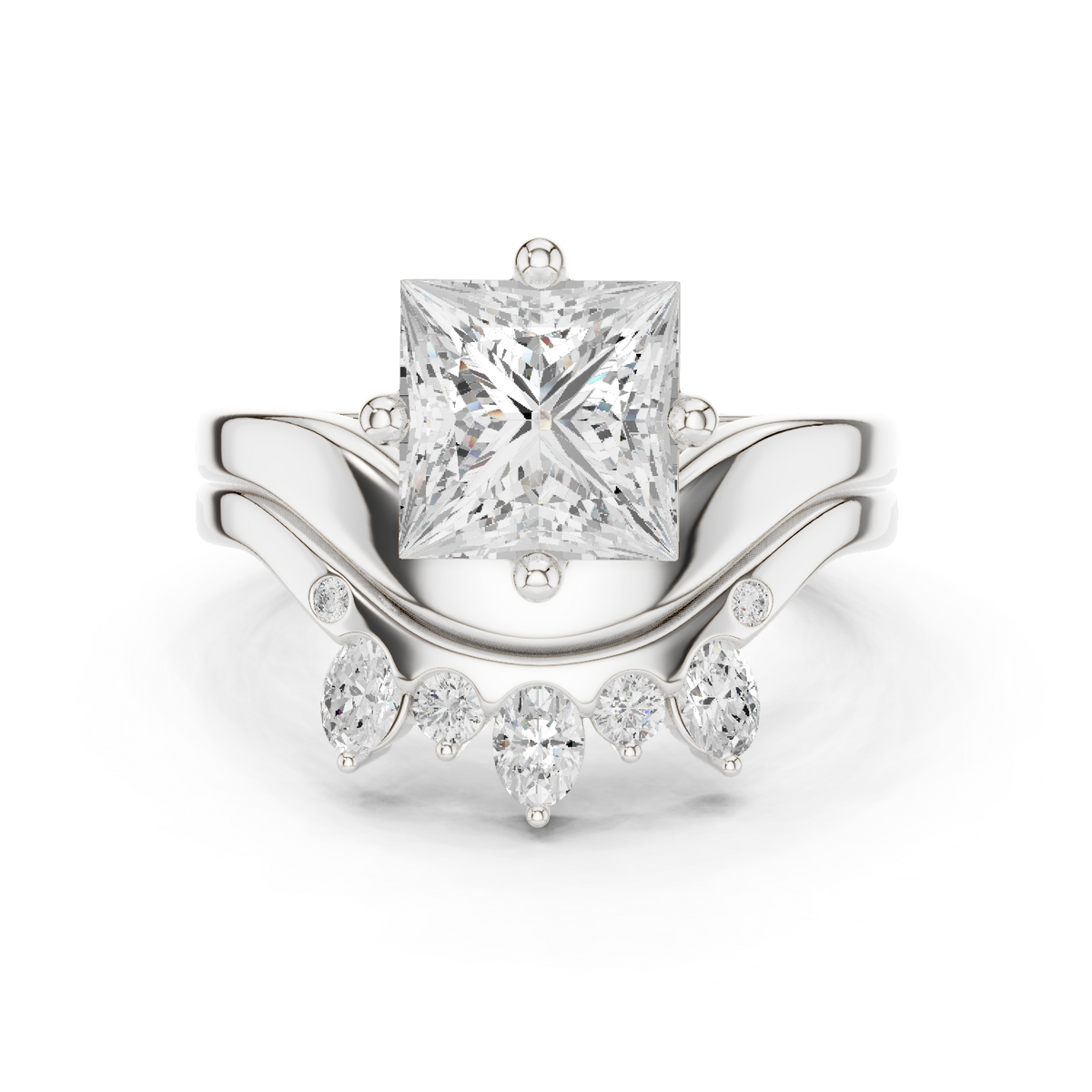 8 Stone Princess, Oval & Round Diamond Unique Style Vintage Stunning New Diamond Ring For Bridal - HIGHCARAT DIAMONDS