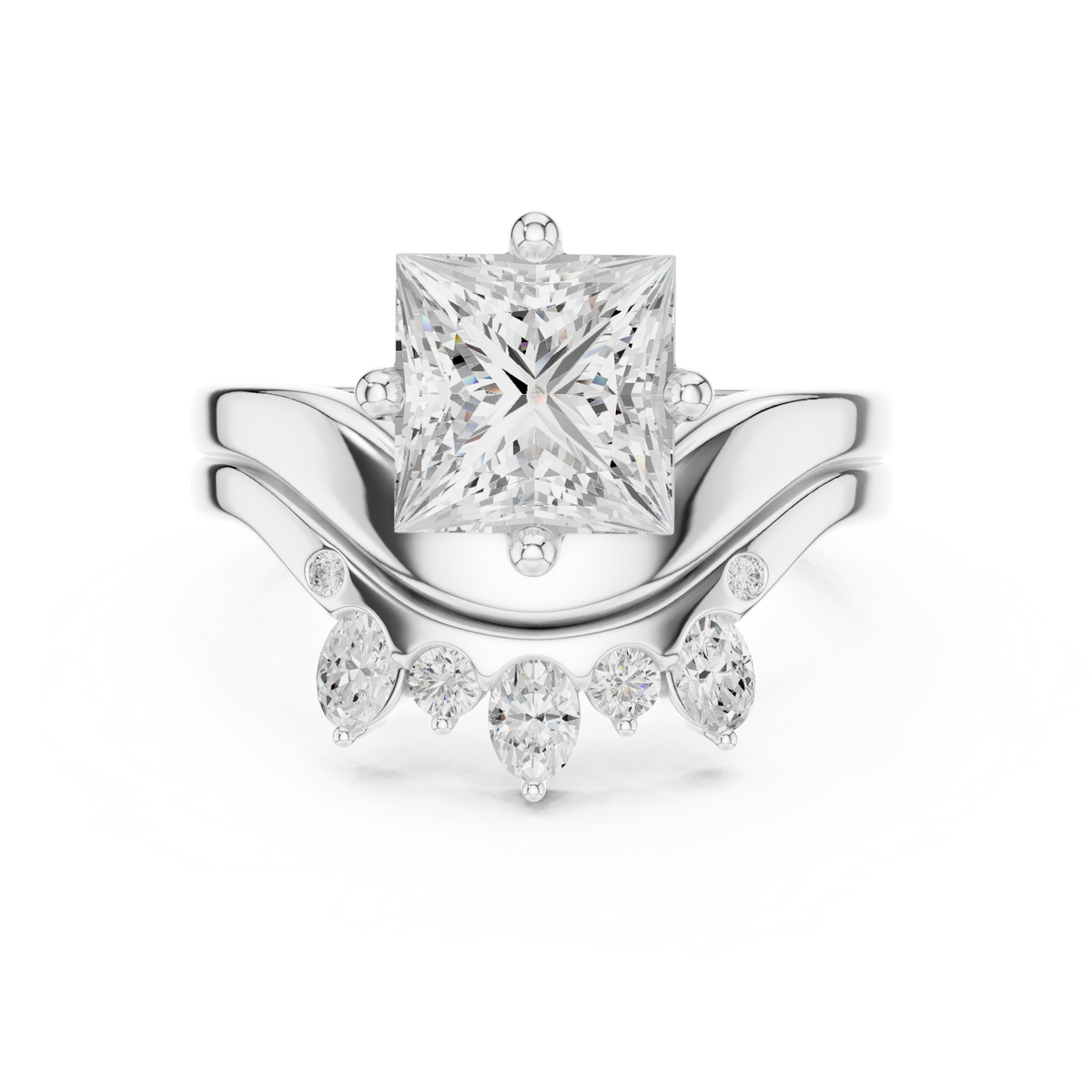 8 Stone Princess, Oval & Round Diamond Unique Style Vintage Stunning New Diamond Ring For Bridal - HIGHCARAT DIAMONDS