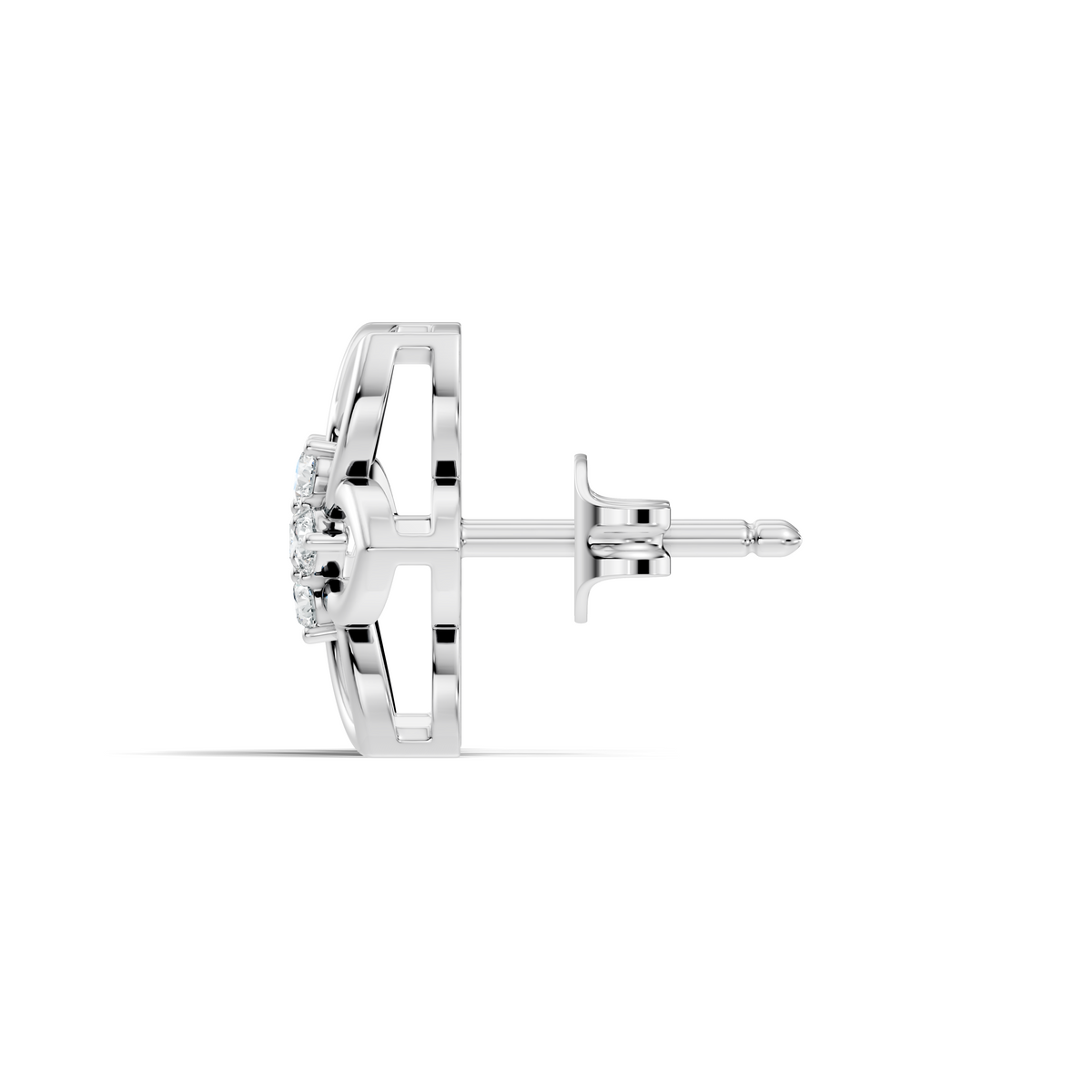 18k White Gold Round Cut Top Grade Diamond FlowerDainty Art Deco Stud Earring For Womens - HIGHCARAT DIAMONDS