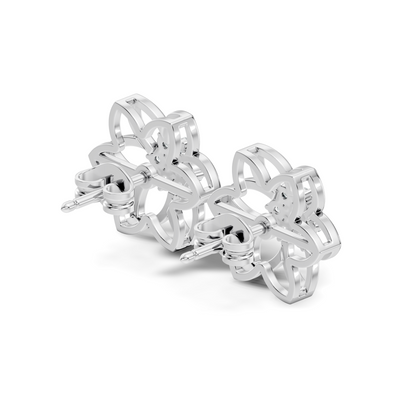 18k White Gold Round Cut Top Grade Diamond FlowerDainty Art Deco Stud Earring For Womens - HIGHCARAT DIAMONDS