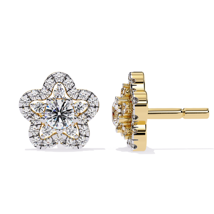 Prong Set Round Cut Diamond Star Shape Stud Earrings - HIGHCARAT DIAMONDS